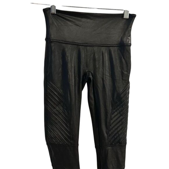 Spanx Women's Faux Leather Moto Leggings Black Size S Casual Jegging - Picture 3 of 9